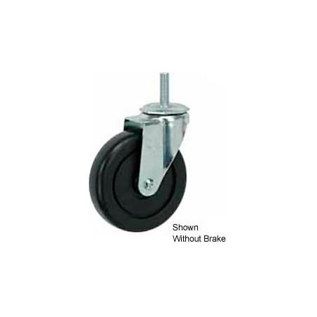 Casters Wheels & Industrial Handling Faultless Swivel Threaded Stem Caster 5in Polyolefin Wheel with Brake G460S-5RB